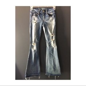 American Eagle Boho Artist Flare Distressed Jeans